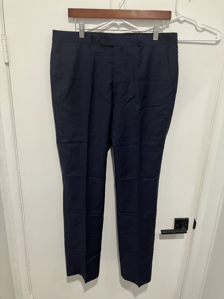 Lauren Ralph Lauren Men's Wool Blend Flat Front Dress Pants, Navy, Size 34x32